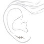 Silver 1&quot; Embellished Lightning Bolt Ear Crawler Earrings,