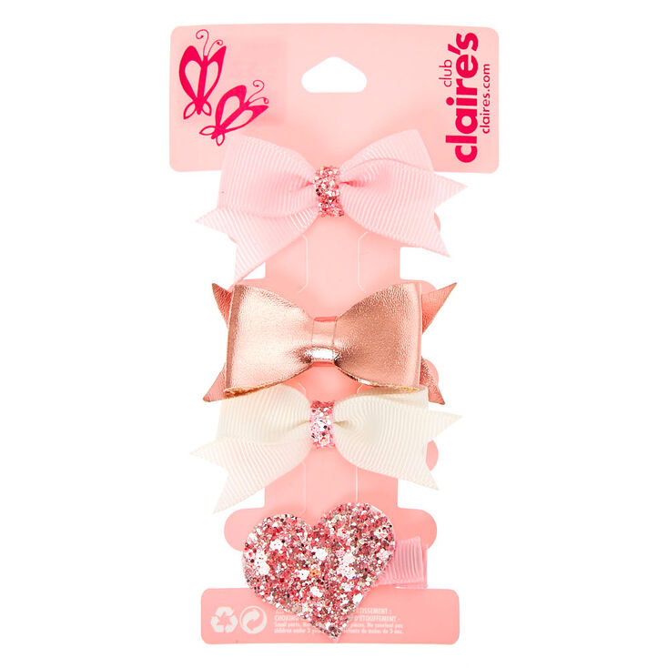 Claire&#39;s Club Hair Bow Clips - Pink, 4 Pack,