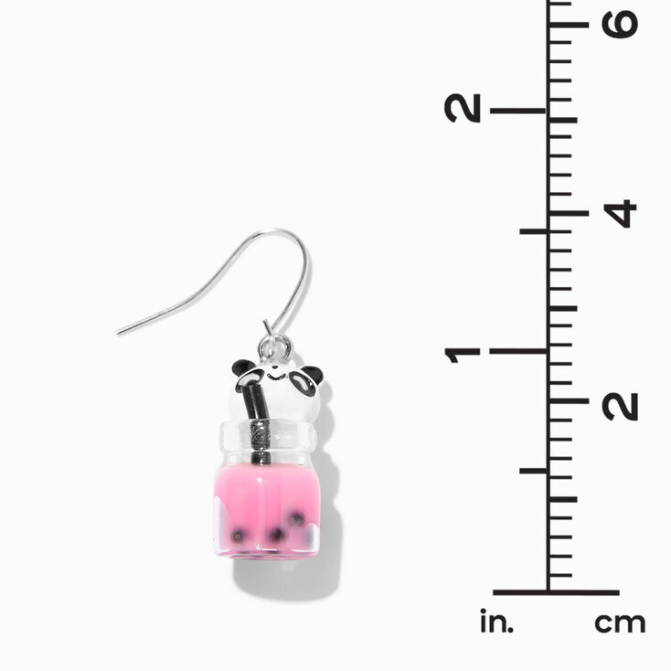Pink Boba Tea Panda 1.5&quot; Drop Earrings,