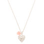 Silver Engraved Heart Locket Pendant Necklace,