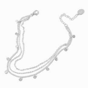 Silver-tone Disc Multi-Strand Chain Anklet,