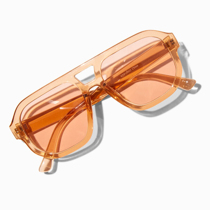 Lunettes de soleil aviateur transparentes marron clair,