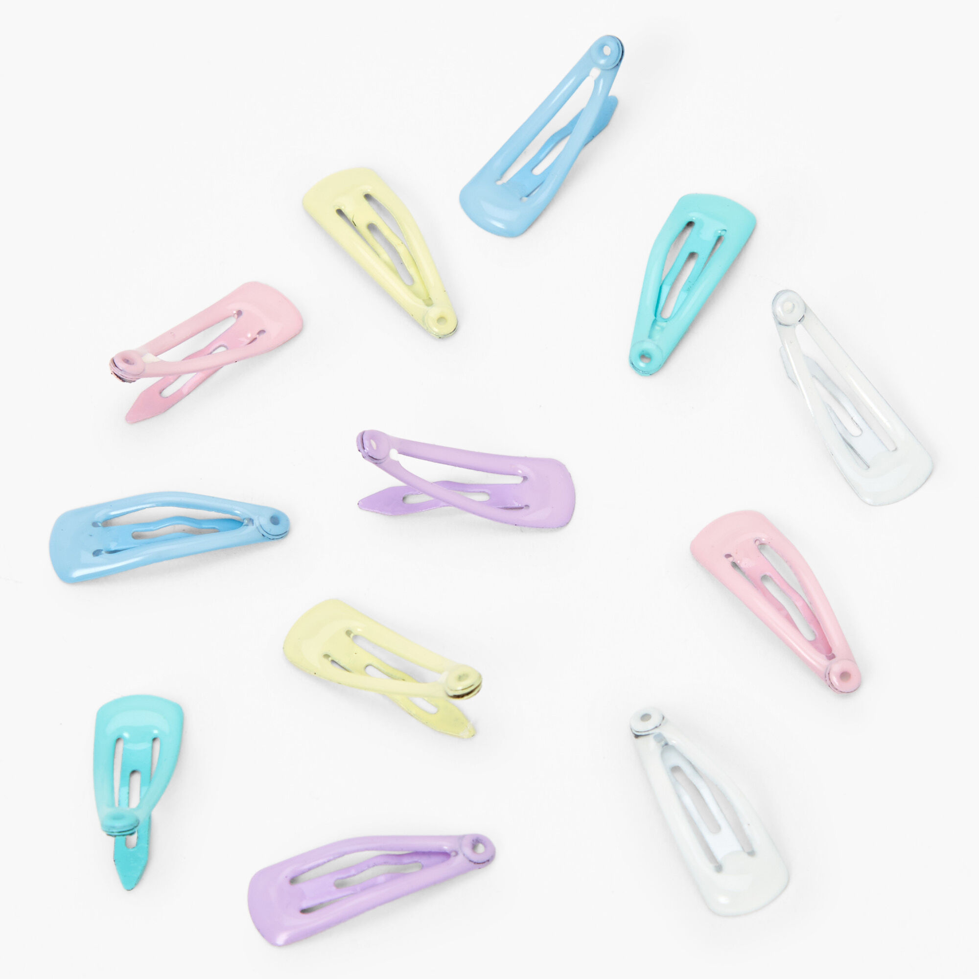 View Claires Club Pastel Mini Snap Hair Clips 12 Pack Rainbow information