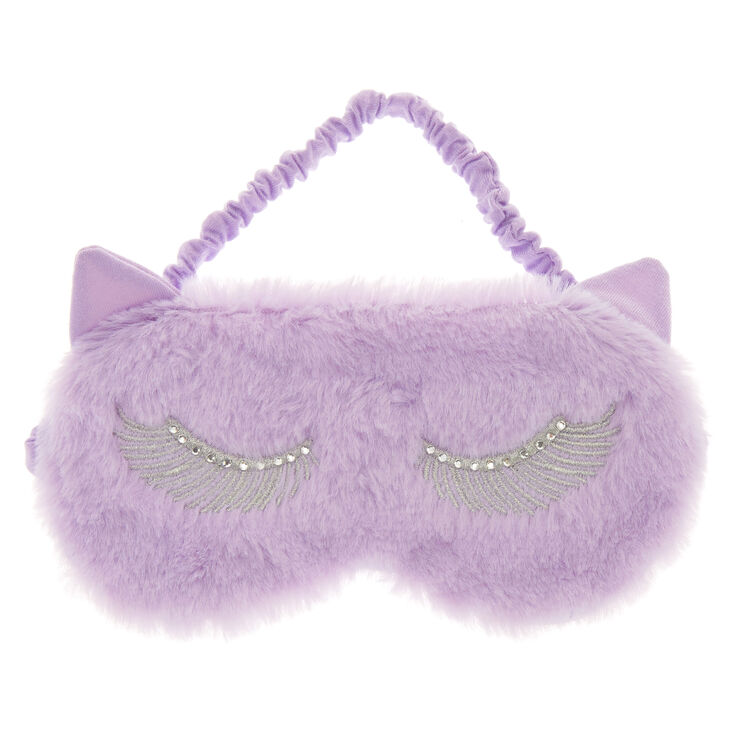 Masque de sommeil oreilles de chat couleur lilas,