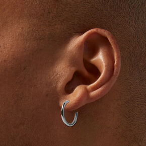 Silver Titanium 14MM Tube Hoop Earrings,