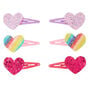 Claire&#39;s Club Glitter Heart Snap Hair Clips - 6 Pack,