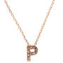 Rose Gold Embellished Initial Pendant Necklace - P,