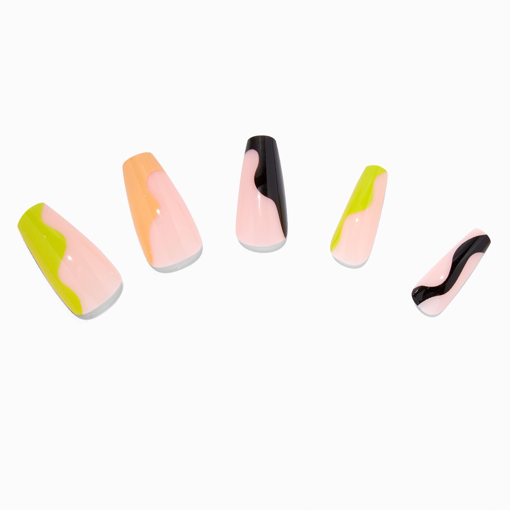 Olive Swirl Squareletto Vegan Faux Nail Set - 24 Pack,