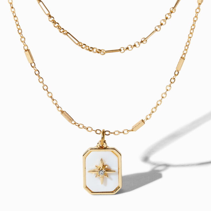 C LUXE by Claire&#39;s 18k Yellow Gold Plated Cubic Zirconia Compass Multi-Strand Necklace,