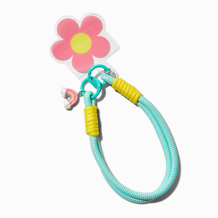 Mint &amp; Yellow Flower Phone Wrist Strap,