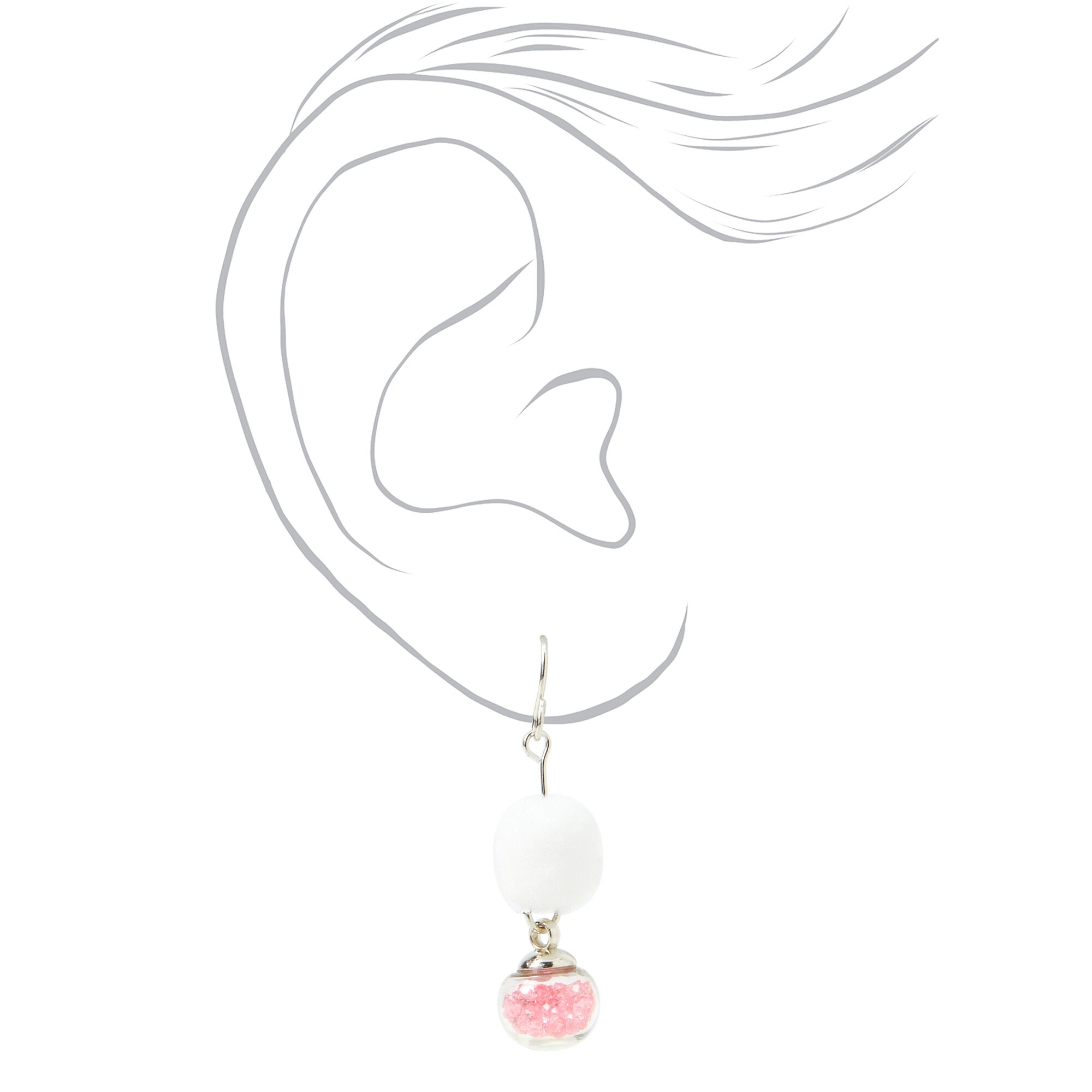 1.5" Pom Pom Drop Earrings - Pink and White,