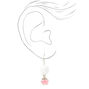 1.5&quot; Pom Pom Drop Earrings - Pink and White,