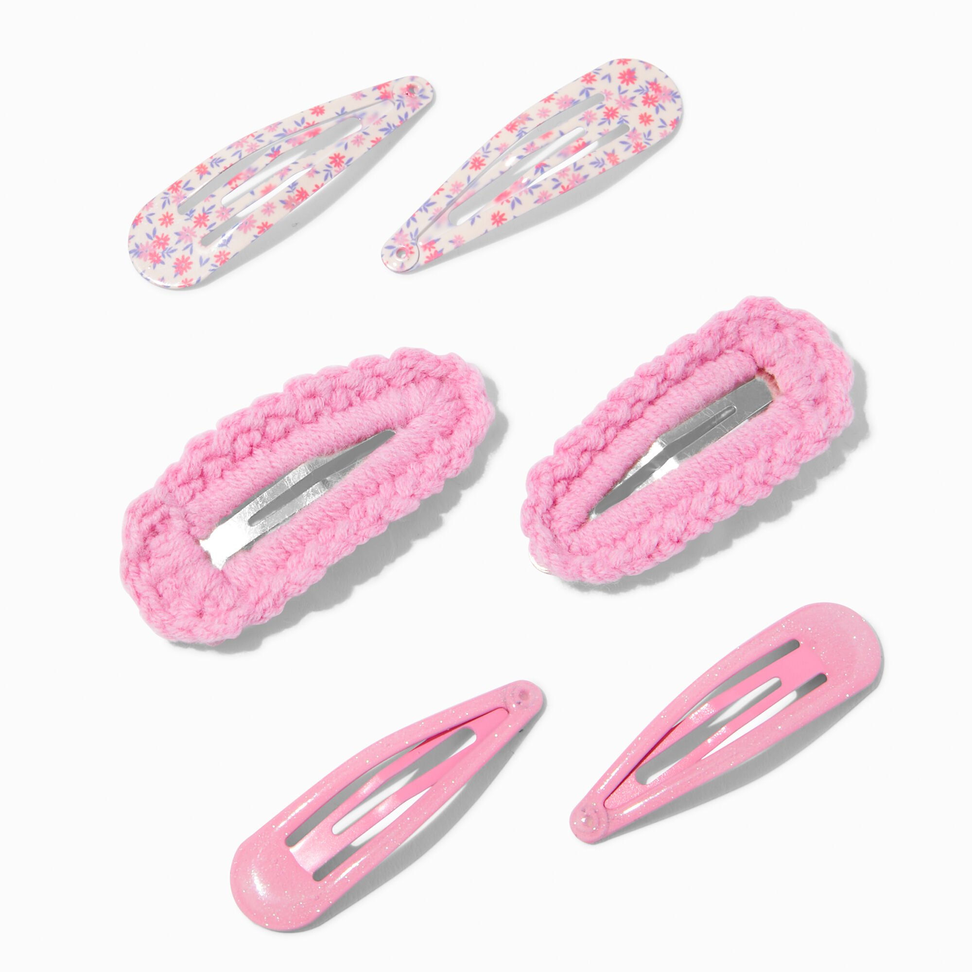 Claire's Club Pink Mixed Snap Hair Clips - 6 Pack,