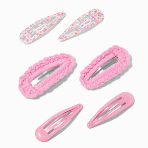 Claire&#39;s Club Pink Mixed Snap Hair Clips - 6 Pack,