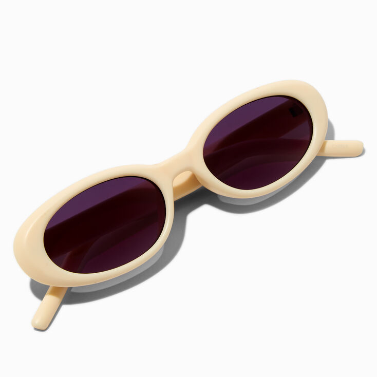 Lunettes de soleil ovales couleur ivoire,