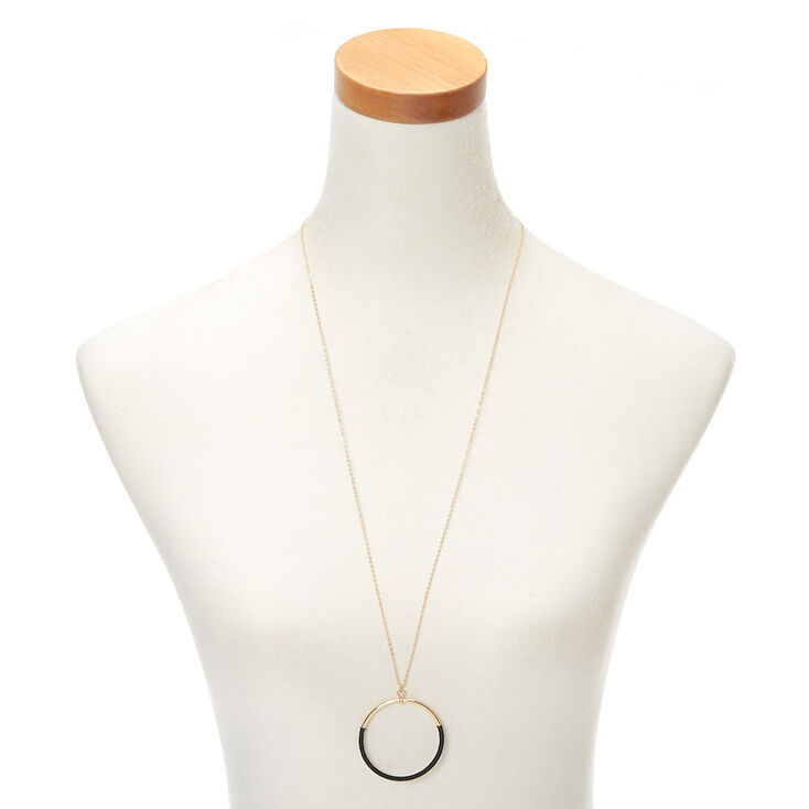 Gold Wrapped Ring Long Pendant Necklace,