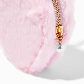 Pink Furry Heart Coin Purse,