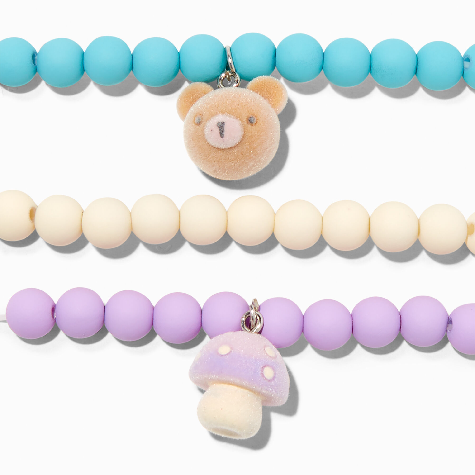 Claire's Club Forest Matte Beaded Stretch Bracelets - 3 Pack,