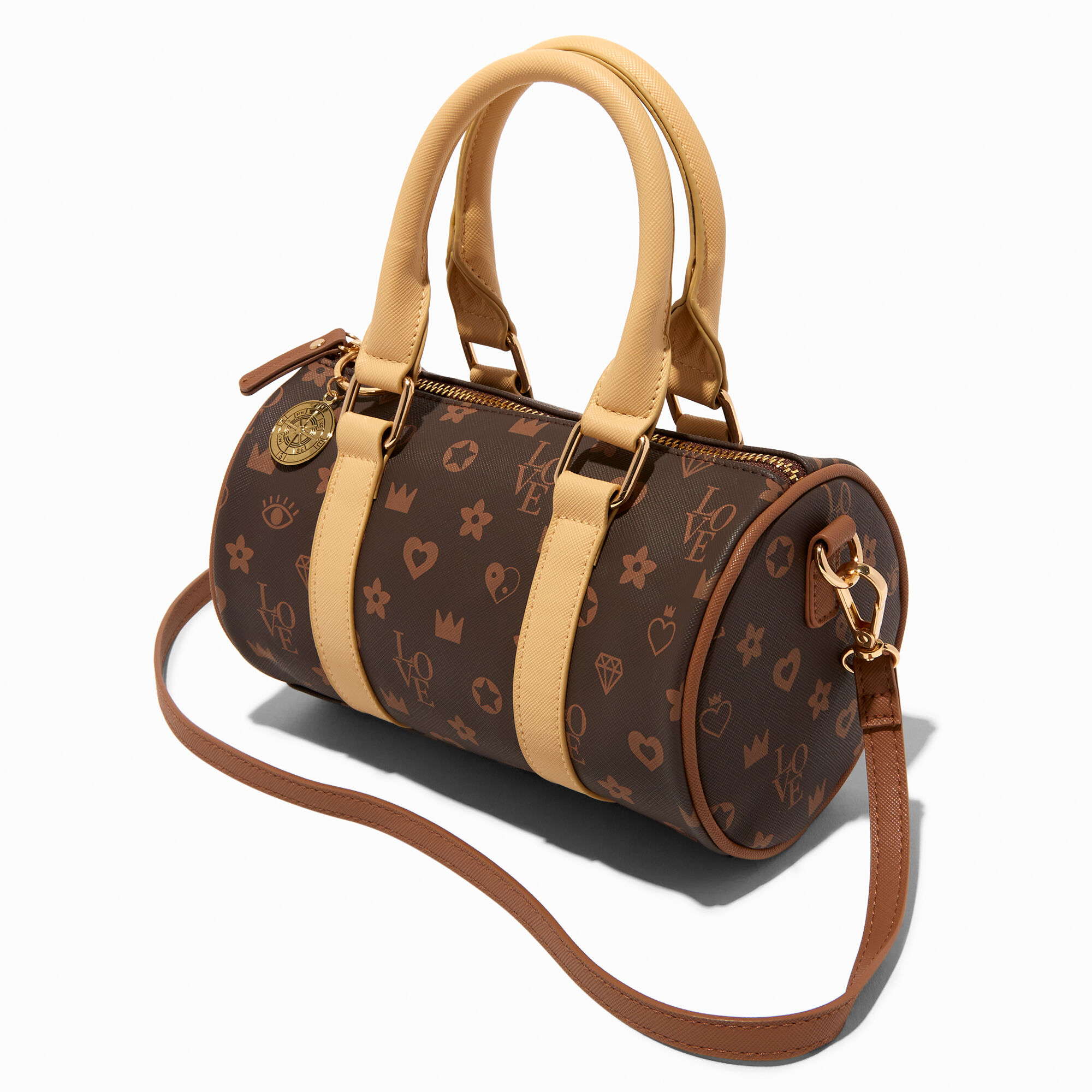 View Claires Status Icons Barrel Style Crossbody Bag Brown information