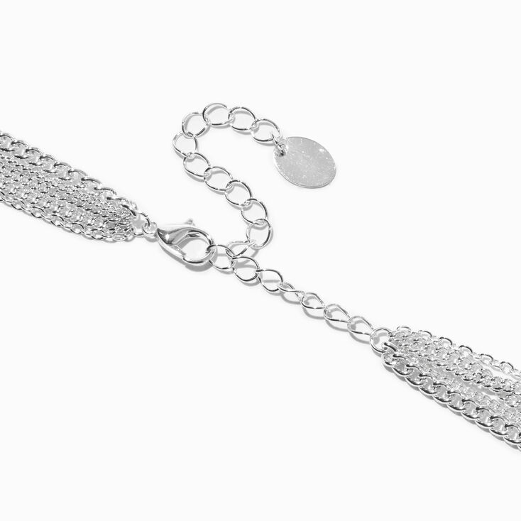 Silver-tone Wing Tassel Chain Multi-Strand Necklace,
