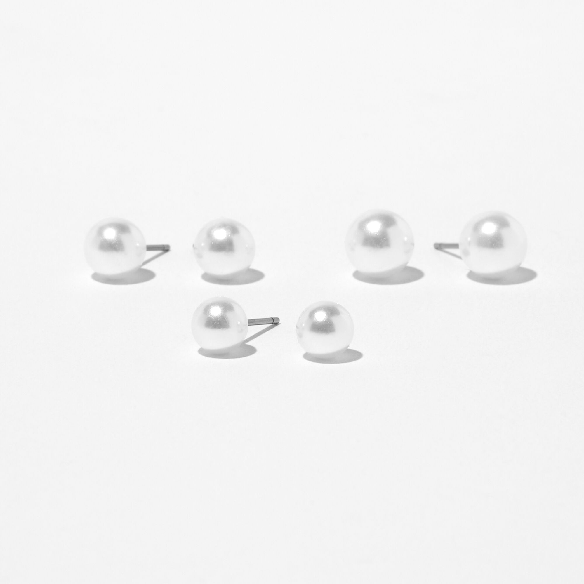 View Claires Pearl Stud Earrings Set Of 3 information