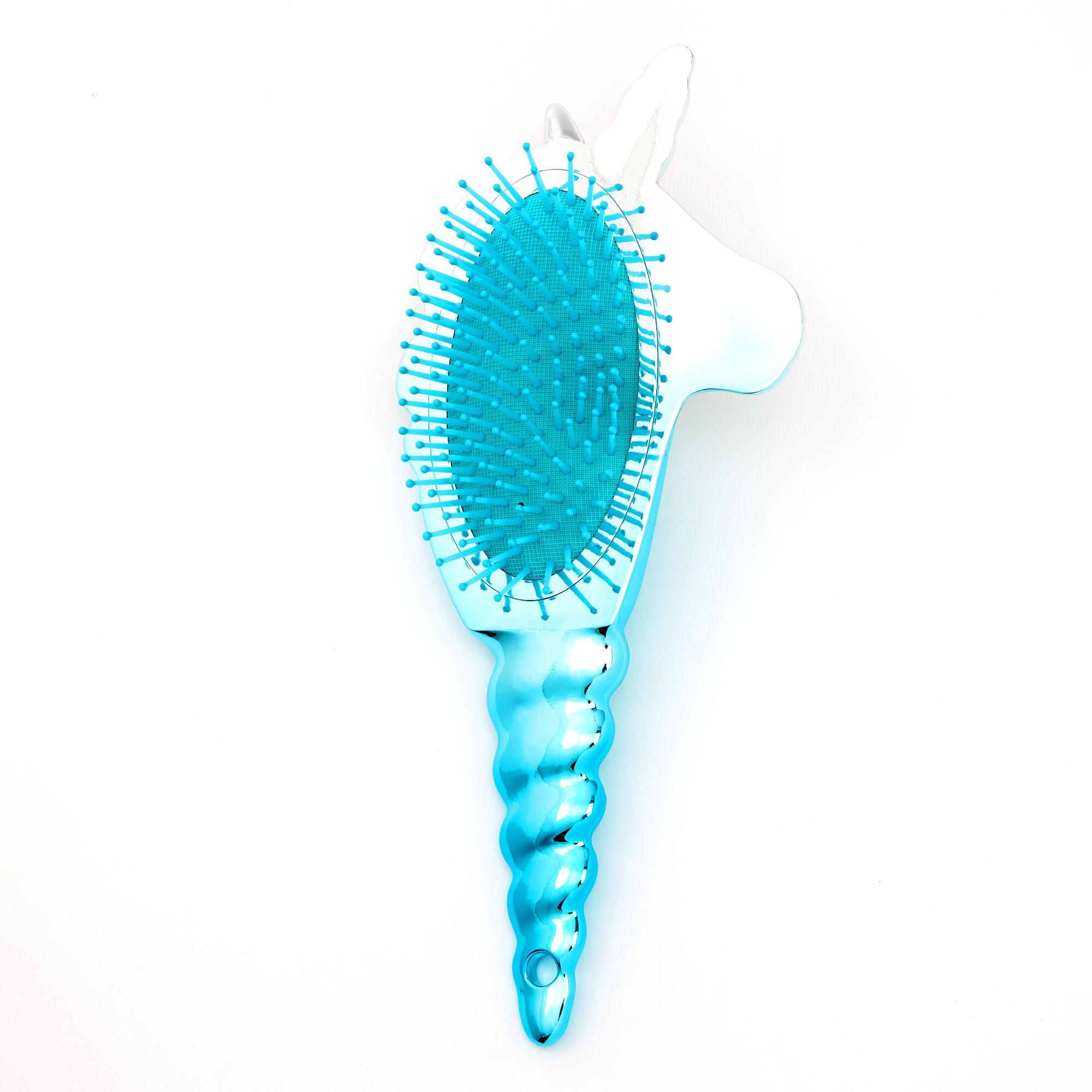 Metallic Ombre Unicorn Head Paddle Hair Brush - Turquoise,