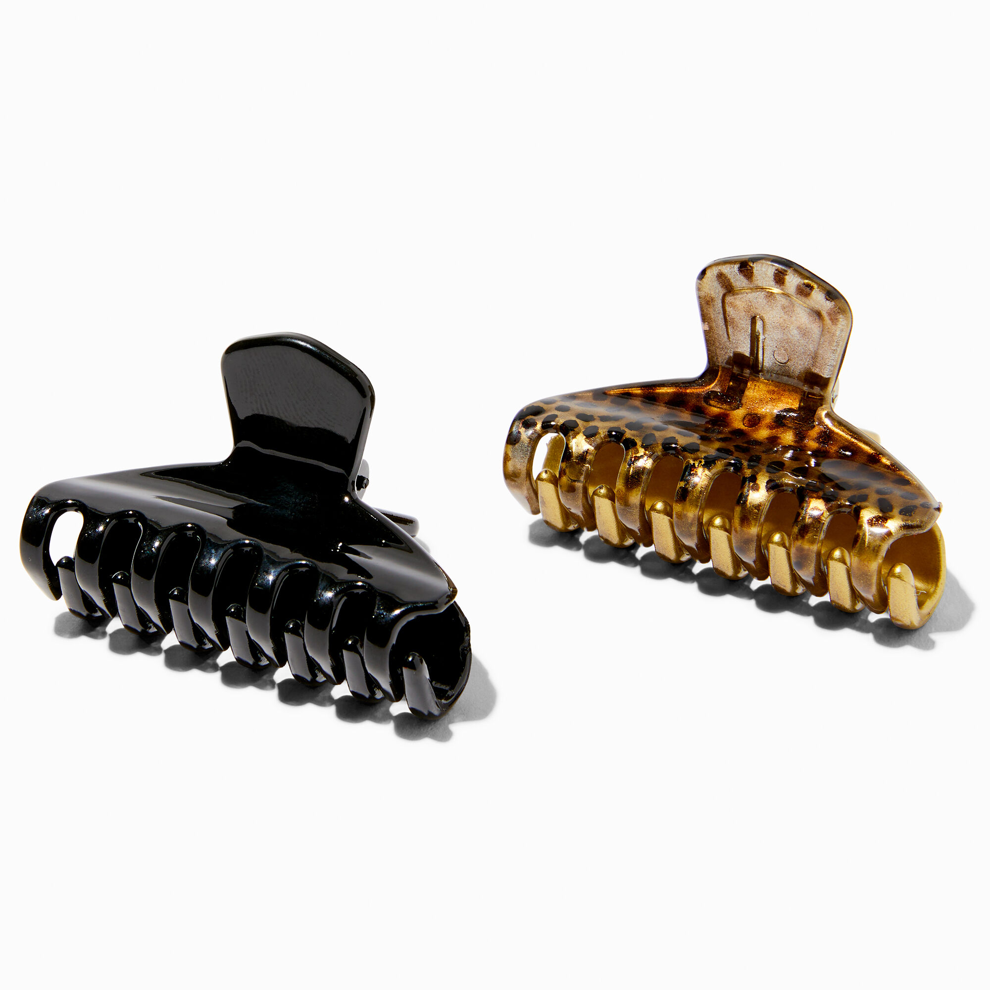 Claire's Pinces à cheveux imprimé léopard noires fines - Lot de 2