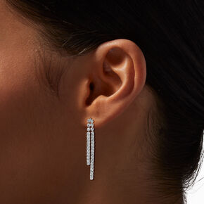 Silver-tone Rhinestone Teardrop Y-Neck Necklace &amp; Drop Earrings Set - 2 Pack,
