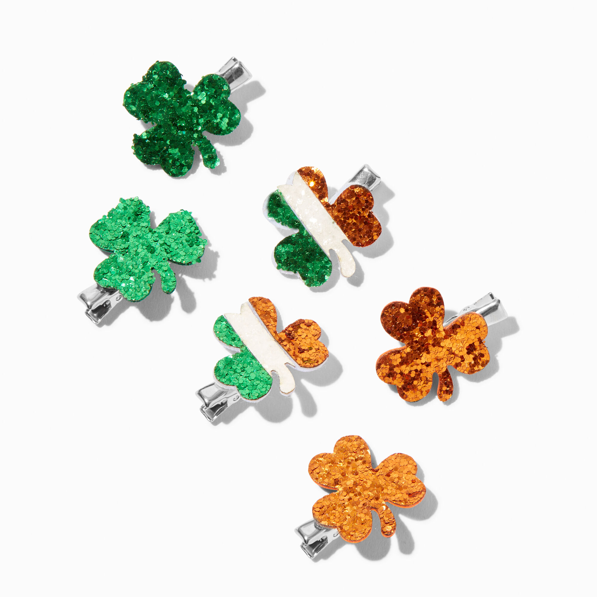 View Claires Sequin Shamrock Hair Clips 6 Pack information