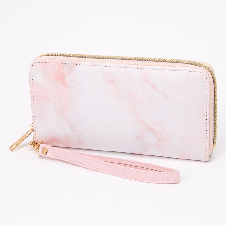 Pochette poignet rose effet marbr&eacute;,