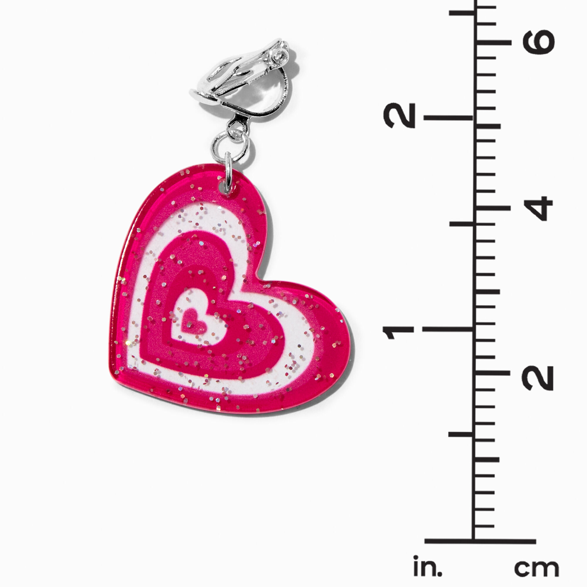 Pink Pulsating Heart 1.5" Clip-On Drop Earrings,