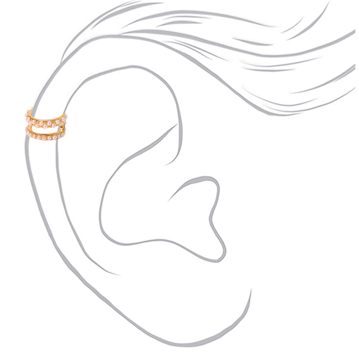 Gold Pearl Double Row Ear Cuff,