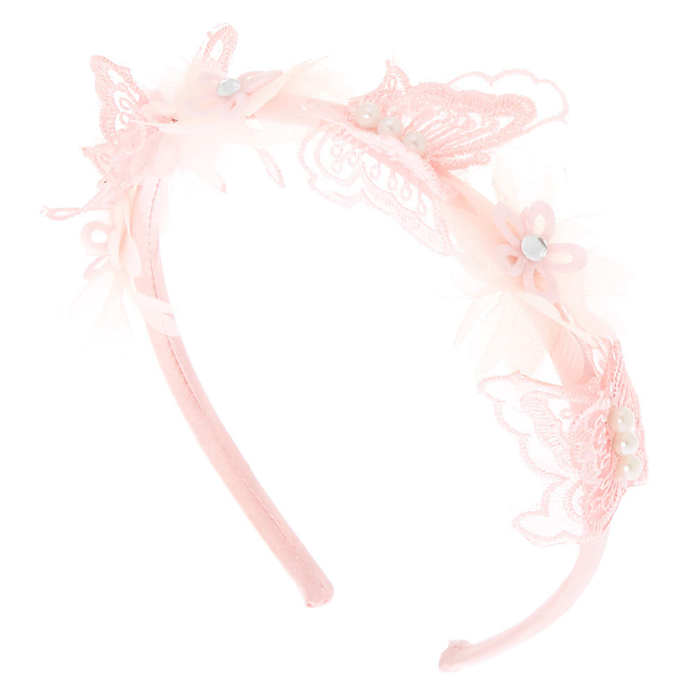 Claire's Club Floral Butterfly Headband - Pink,