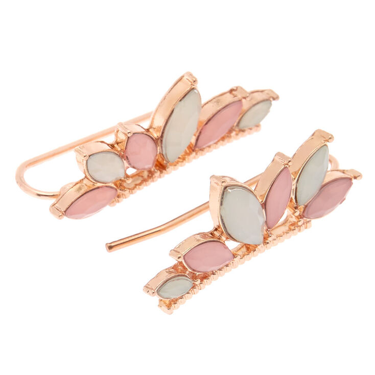 Blush Stone Ear Crawler Earrings,