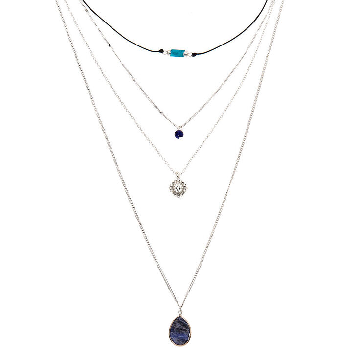 Natural Stone Multi Strand Necklace - Blue | Claire's