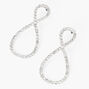 Silver-tone 1&quot; Rhinestone Teardrop Drop Earrings,