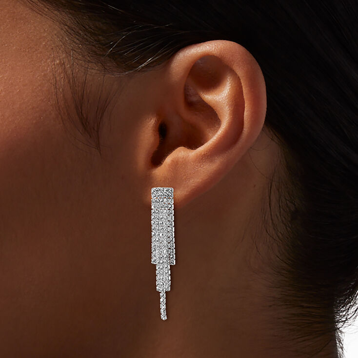 Silver-tone Crystal Mini Fringe Jewelry Set - 2 Pack,