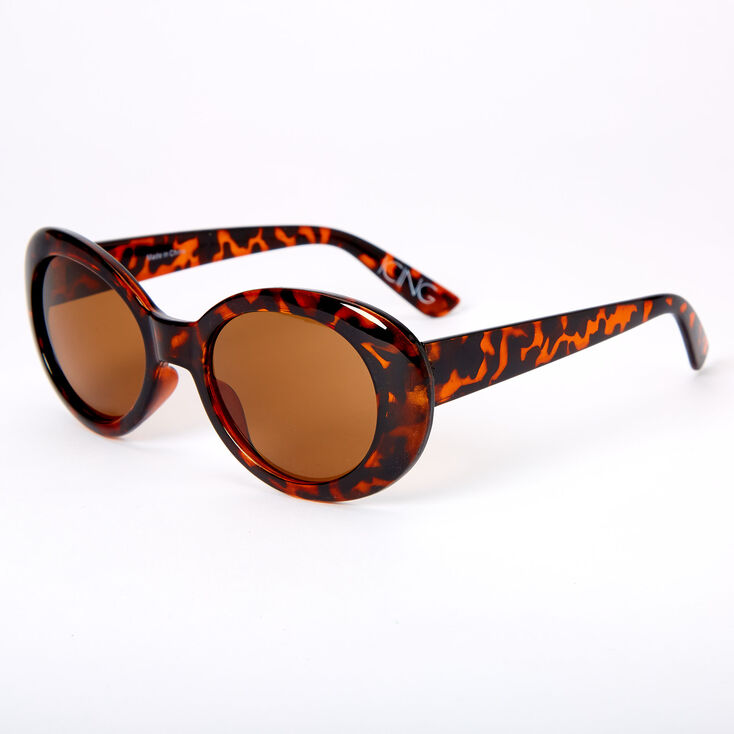 Claire's Lunettes de soleil rondes à motif écaille de tortue style mod - Marron