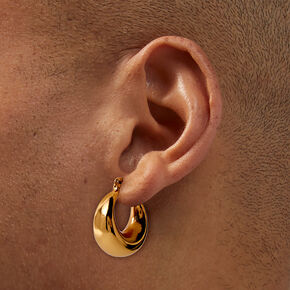 C LUXE by Claire&#39;s 18k Gold Plated Thick Hoop Earrings,