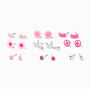 Pink Butterfly &amp; Flower Stud Earrings - 9 Pack,