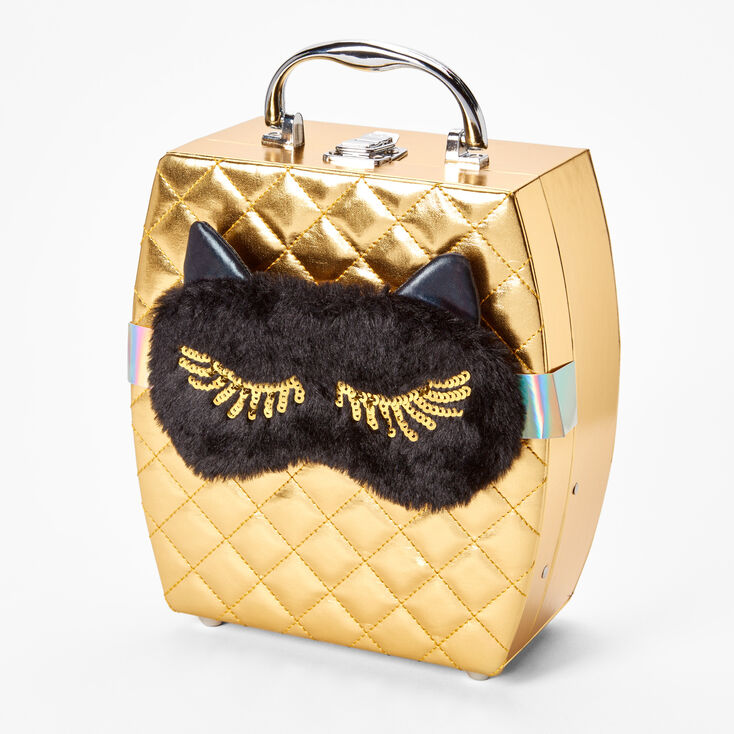 Gold Quilted Cat Makeup Set,