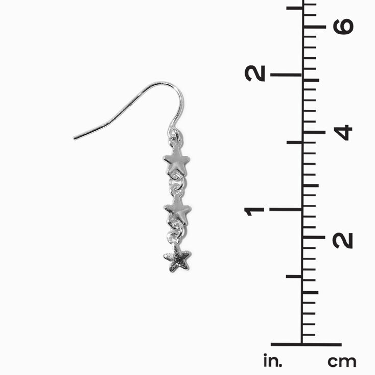 Silver-tone Stars Linear 1&quot; Drop Earrings ,