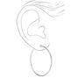Silver 40MM Textured Clip On Hoop Earrings,