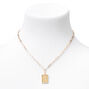 Gold Rectangle Zodiac Symbol Pendant Necklace - Pisces,