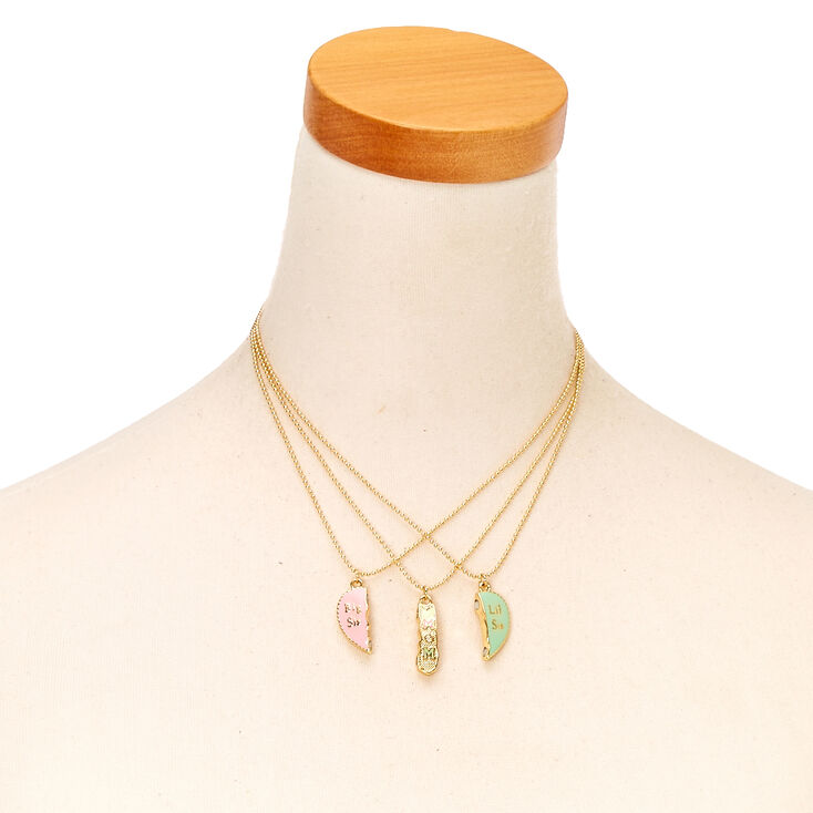 Mother &amp; Daughters Split Heart Pendant Necklaces - 3 Pack,