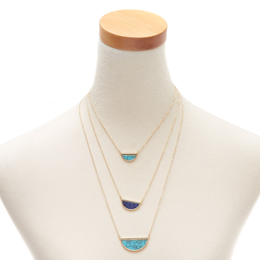 Half Circle Multi Strand Necklace - Blue,