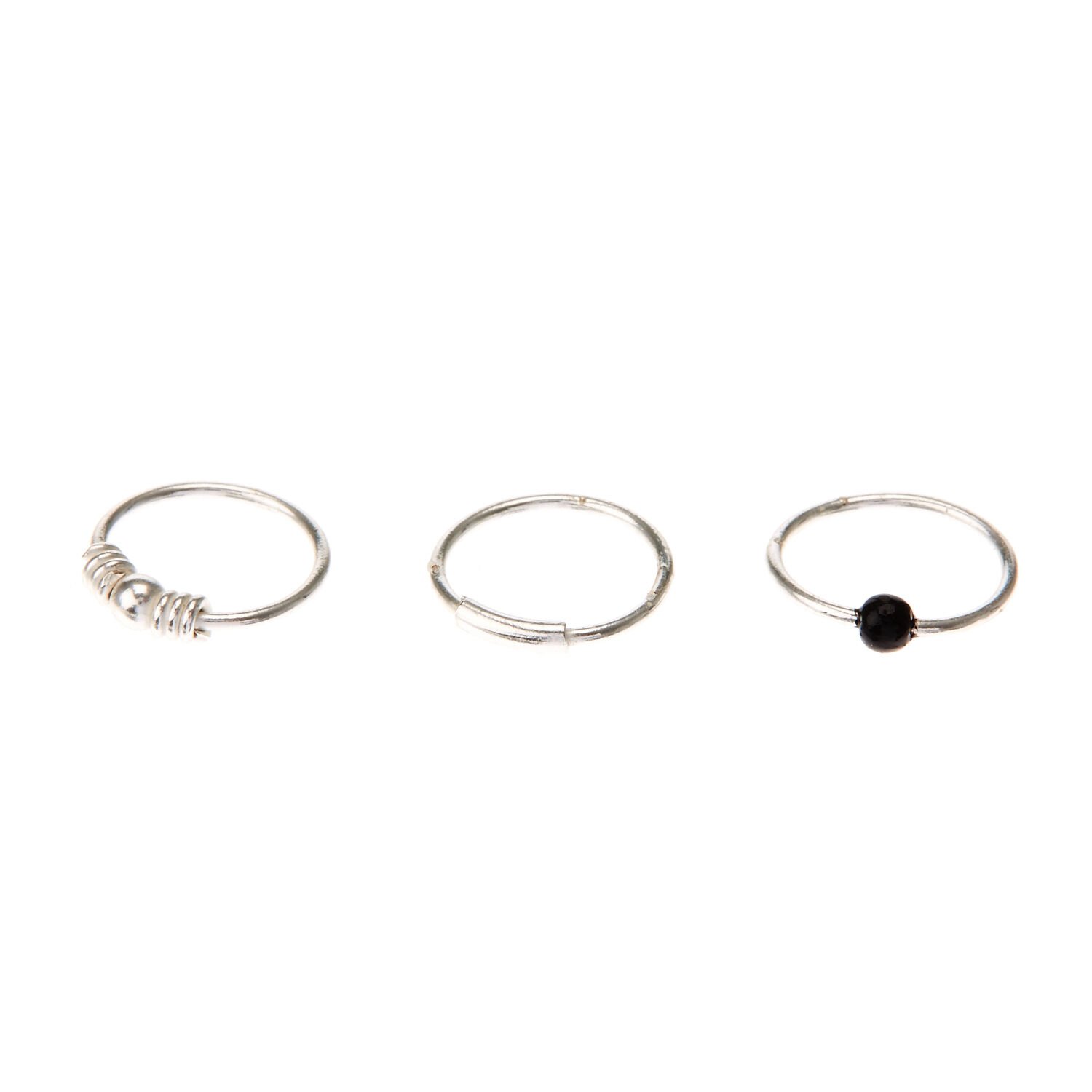 Mini Tragus Hoop Earrings - Silver, 3