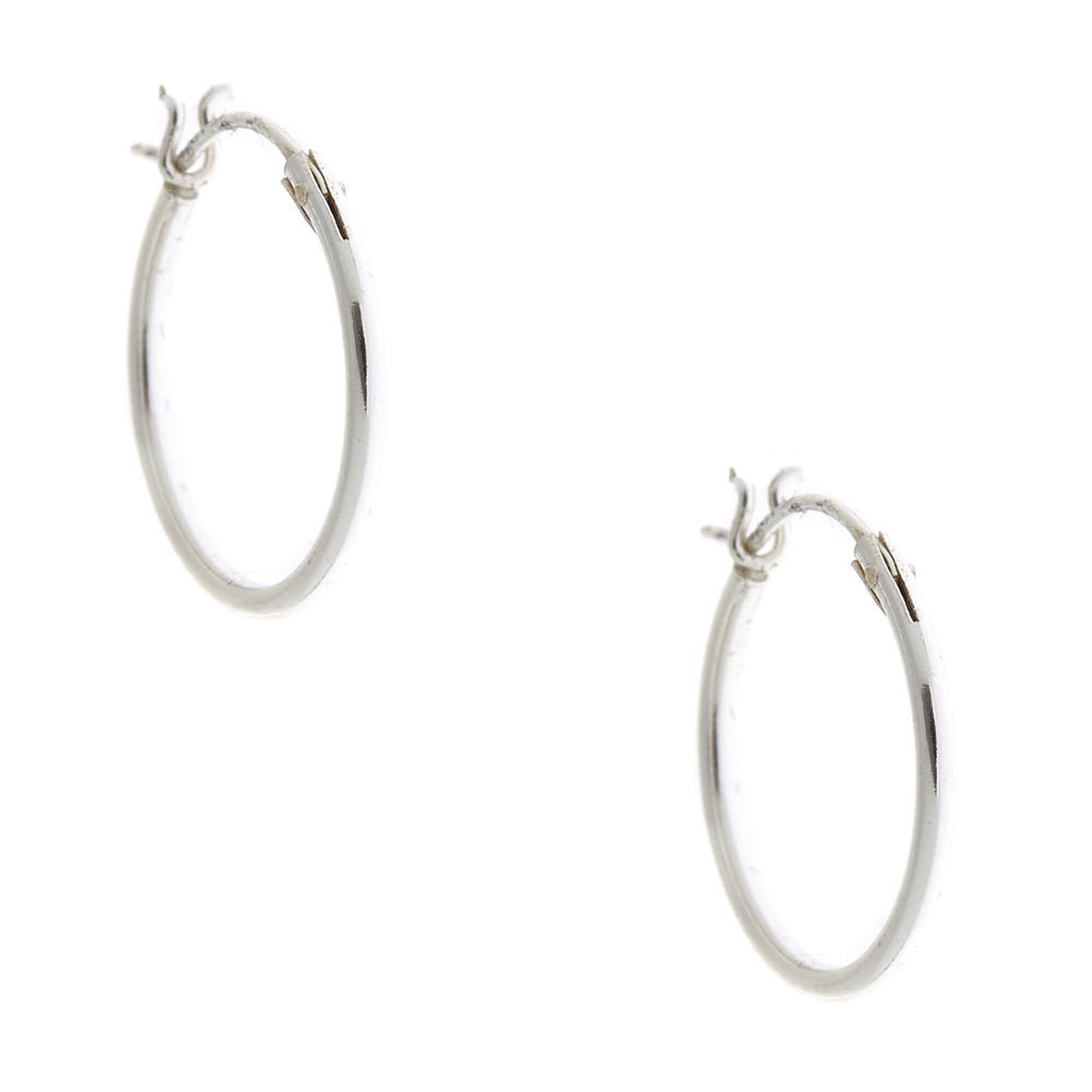C LUXE by Claire's Sterling Silver 16mm Classic Hoop Earrings,
