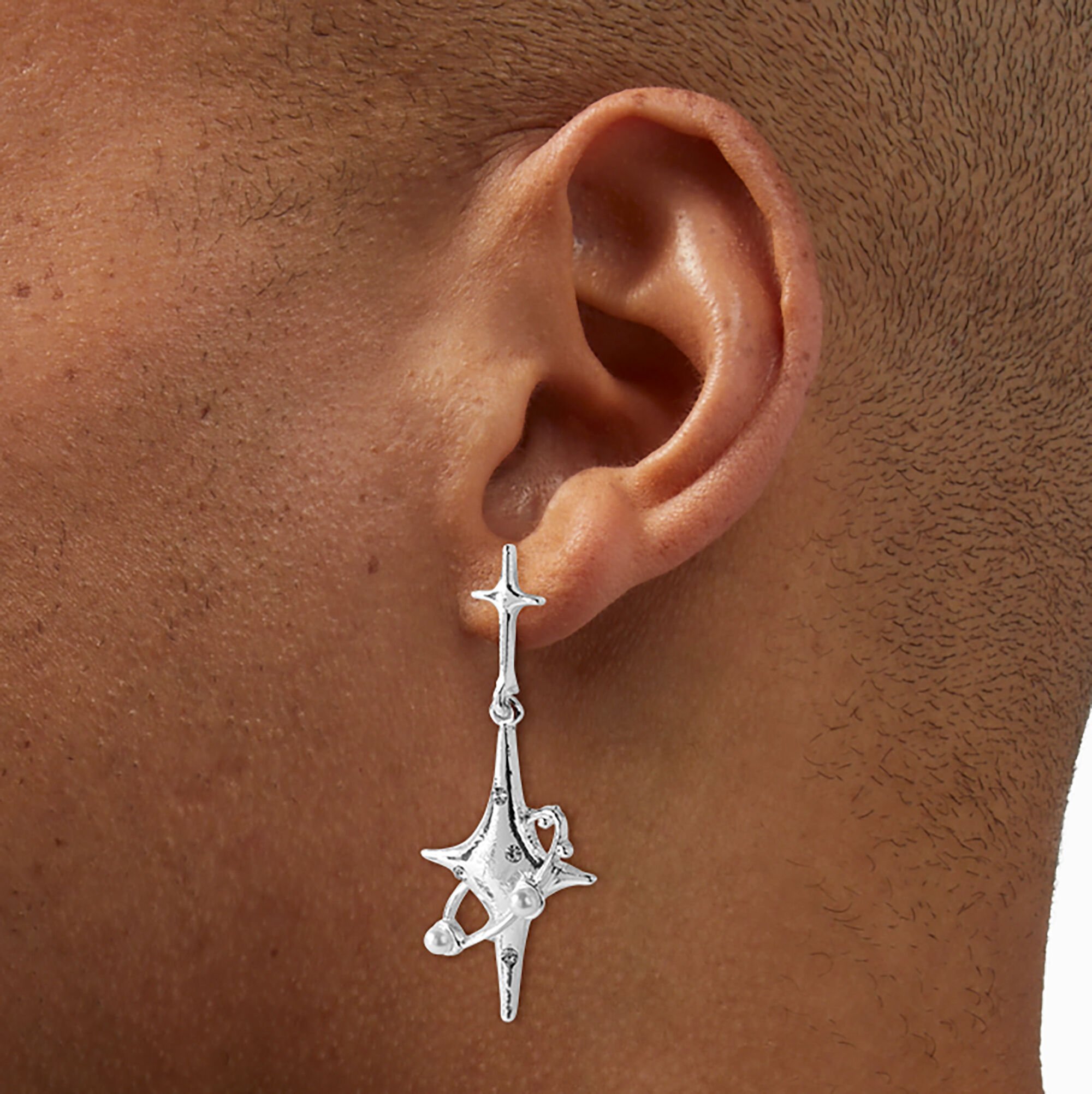 Silver-tone Satellite Star Drop Earrings ,