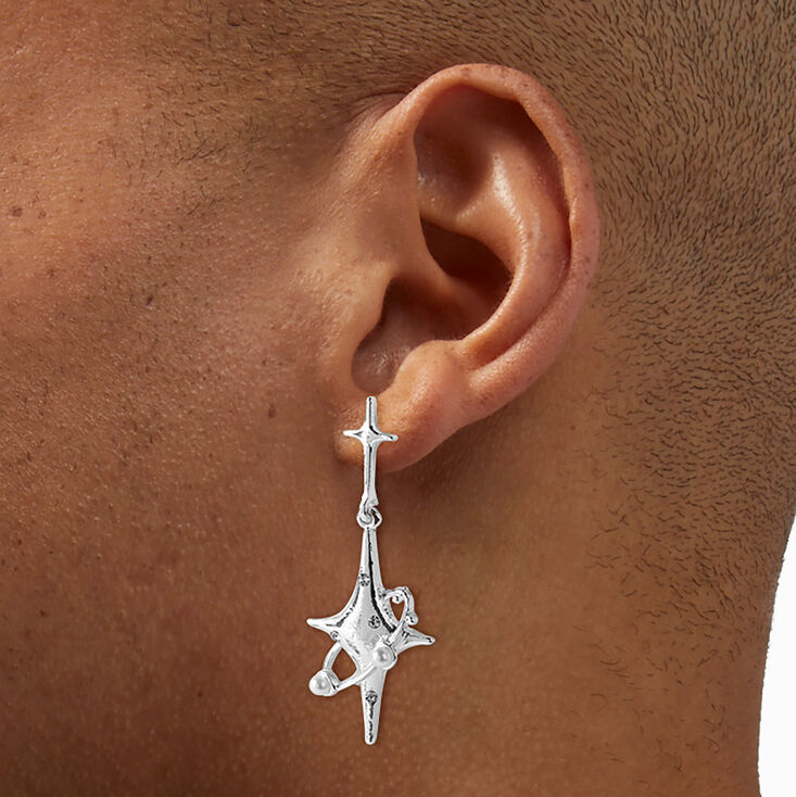 Silver-tone Satellite Star Drop Earrings ,